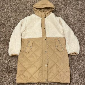 Mark Alan Womens Faux Sherpa Quilted Coat Size XL EUC